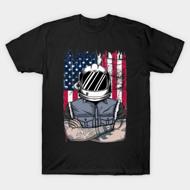 4th of July Astronaut patriotic astronaut American Astronaut moon landing T-Shirt by JayD World